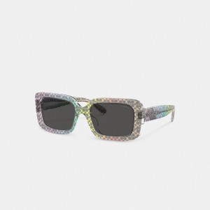 Coach Signature Oversized Rectangle Sunglasses Colorate | COH866358