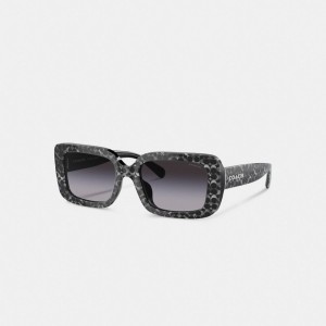 Coach Signature Oversized Rectangle Sunglasses Argento | COH866392