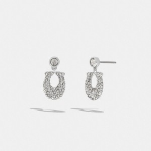 Coach Signature Pavé Earrings Argento | COH866077