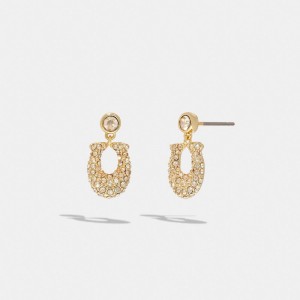 Coach Signature Pavé Earrings Oro | COH866095