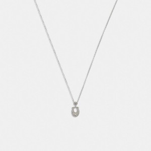 Coach Signature Pavé Necklace Argento | COH866086