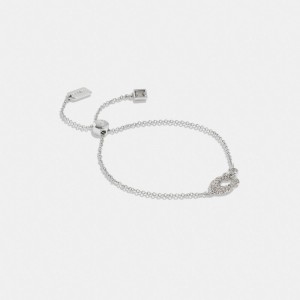 Coach Signature Pavé Slider Bracelet Argento | COH866178