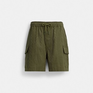 Coach Signature Shorts In Organic Cotton Verdi | COH866954