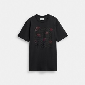 Coach Signature Square Kiss Print T Shirt In Organic Cotton Grigie Colorate | COH865985