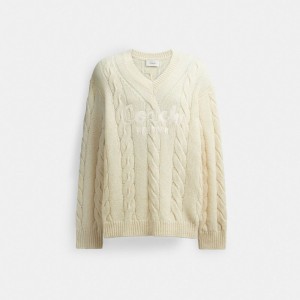 Coach Signature Sweater In Recycled Wool Bianche | COH866886