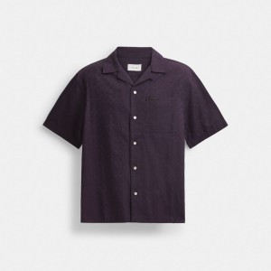 Coach Signature Woven Shirt In Organic Cotton Viola | COH866932