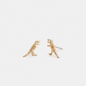 Coach Skeletal Rexy Stud Earrings Oro | COH866135