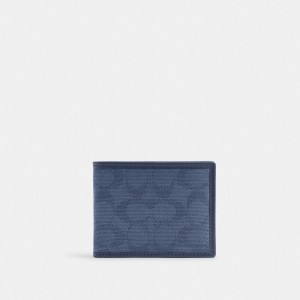 Coach Slim Billfold Wallet In Signature Canvas Jacquard Blu Marino | COH866701