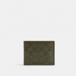 Coach Slim Billfold Wallet In Signature Canvas Jacquard Verdi | COH866716