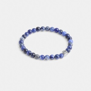 Coach Sodalite Beaded Bracelet Argento Blu | COH867024
