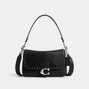 Coach Soft Tabby Shoulder Bag With Rivets Argento Nere | COH864954