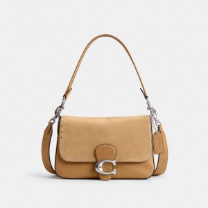 Coach Soft Tabby Shoulder Bag With Rivets And Tooling Argento | COH864955