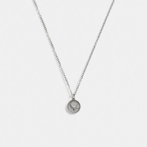 Coach Sterling Silver Coin Pendant Necklace Argento | COH867019