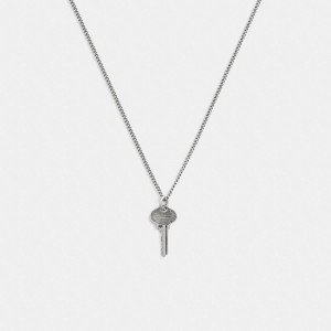 Coach Sterling Silver Key Pendant Necklace Argento | COH867010
