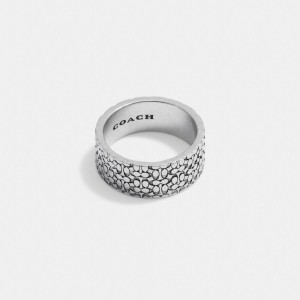 Coach Sterling Silver Signature Ring Argento | COH867030