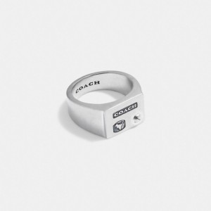 Coach Sterling Silver Signet Ring Argento | COH867009