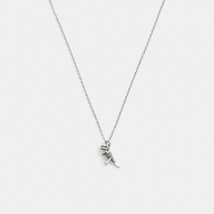 Coach Sterling Silver Skeletal Rexy Pendant Necklace Argento | COH867016
