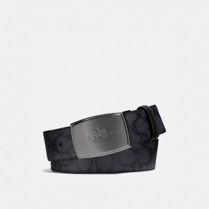 Coach Stitched Plaque Buckle Cut To Size Reversible Belt, 38 Mm Grigie Nere | COH866996
