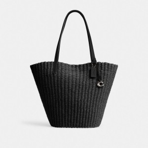 Coach Straw Tote Argento Nere | COH865087