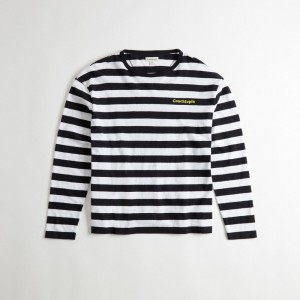 Coach Striped Long Sleeve T Shirt In 97% Recycled Cotton Nere | COH865966