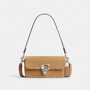 Coach Studio Baguette Bag With Rivets Argento | COH864874