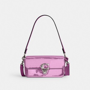 Coach Studio Baguette Bag With Sequins Argento Corallo | COH864820