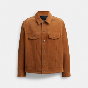 Coach Suede Leather Jacket Marroni | COH866866