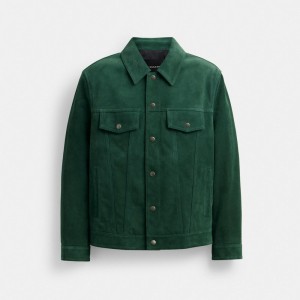 Coach Suede Leather Jacket Verdi | COH866857