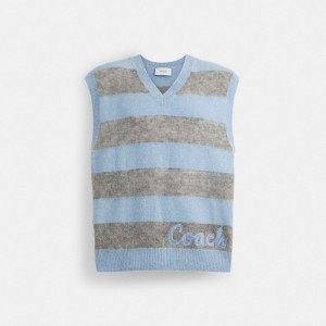 Coach Sweater Vest Blu Colorate | COH866892