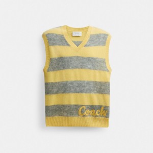 Coach Sweater Vest Gialle Colorate | COH866887