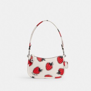 Coach Swinger Bag 20 With Strawberry Print Argento Colorate | COH864933