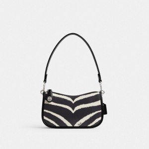 Coach Swinger Bag 20 With Zebra Print Argento | COH864934