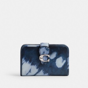 Coach Tabby Medium Wallet With Tie Dye Print Argento Blu Marino | COH865511