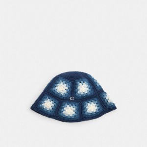 Coach Tie Dye Crochet Bucket Hat Blu | COH866420