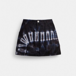 Coach Tie Dye Painter Skirt In Organic Cotton Blu Colorate | COH866044