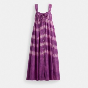 Coach Tie Dye Sleeveless Dress In Organic Cotton Viola | COH866069