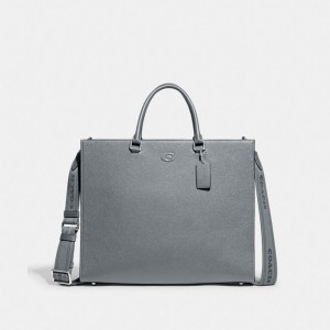 Coach Tote Bag 40 With Signature Canvas Grigie Blu | COH866521