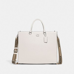 Coach Tote Bag 40 With Signature Canvas Bianche | COH866661