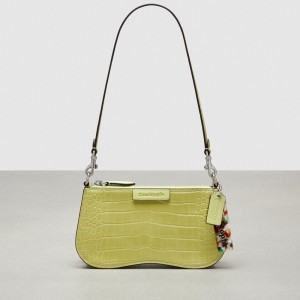 Coach Wavy Baguette Bag In Croc Embossed Coachtopia Leather Verdi Chiaro | COH864896