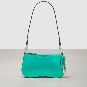 Coach Wavy Baguette Bag In Metallic Coachtopia Leather Verdi Metal | COH864908