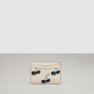 Coach Wavy Card Case In Coachtopia Leather With Cherry Print Nere Colorate | COH865600