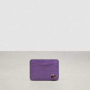 Coach Wavy Card Case In Croc Embossed Coachtopia Leather Viola | COH865598