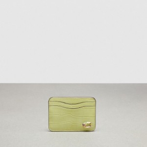 Coach Wavy Card Case In Croc Embossed Coachtopia Leather Verdi Chiaro | COH865677