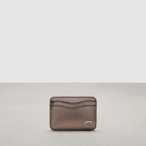 Coach Wavy Card Case In Metallic Coachtopia Leather Grigie Metal | COH865564