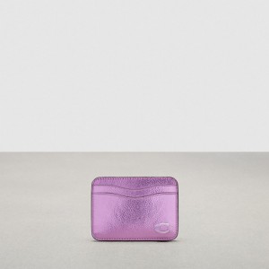 Coach Wavy Card Case In Metallic Coachtopia Leather Rosa Metal | COH865599