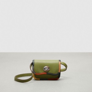 Coach Wavy Wallet With Colorful Binding In Upcrafted Leather Verde Oliva Verdi Colorate | COH865557