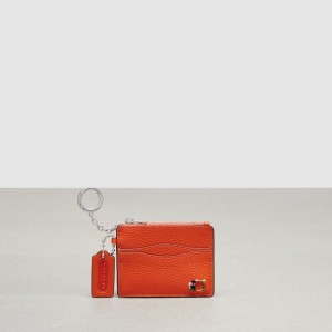 Coach Wavy Zip Card Case In Pebbled Coachtopia Leather With Key Ring Arancioni | COH865595