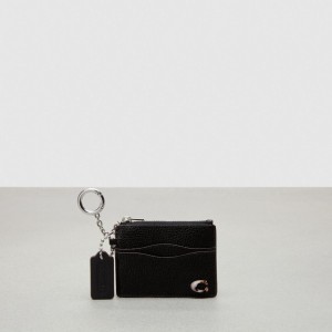 Coach Wavy Zip Card Case In Pebbled Coachtopia Leather With Key Ring Nere | COH865596