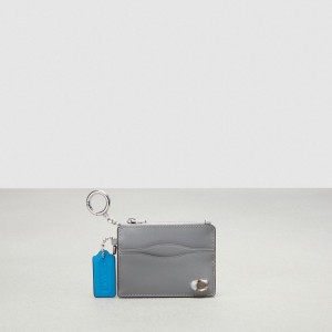 Coach Wavy Zip Card Case With Key Ring In Smooth Coachtopia Leather Grigie | COH865542
