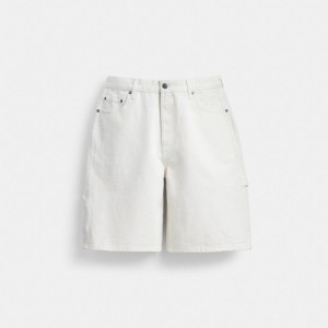 Coach White Denim Shorts In Organic Cotton Bianche | COH866956